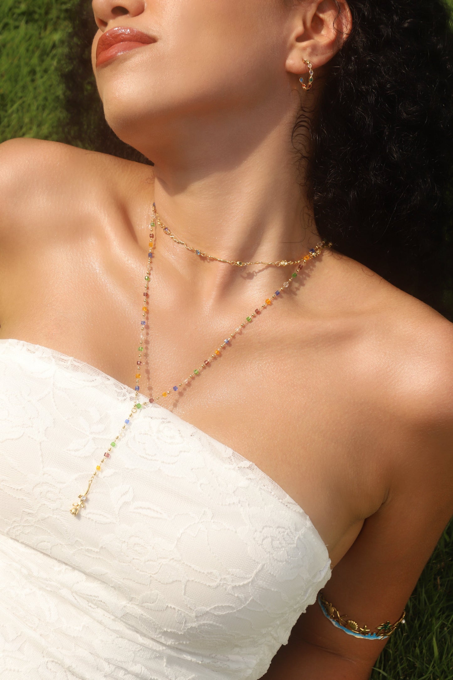 18K Real Gold Plated Multi Color Gem Hoop Earrings