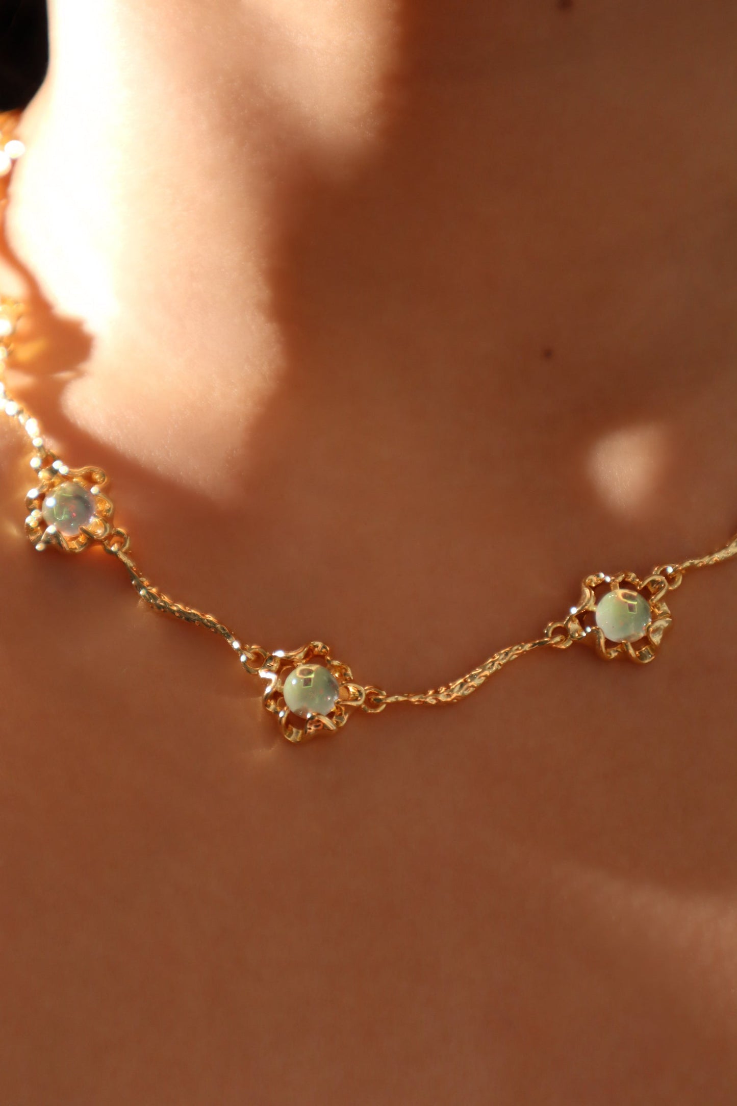 18K Real Gold Plated Multi Opal Necklace