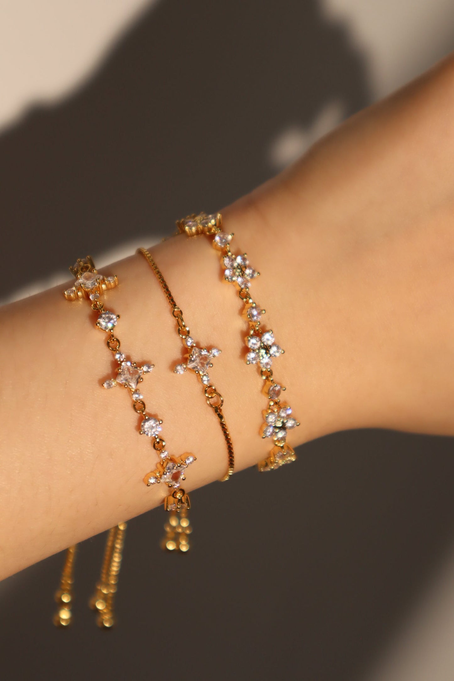 18K Real Gold Plated Diamond Cross Pendant Bracelet