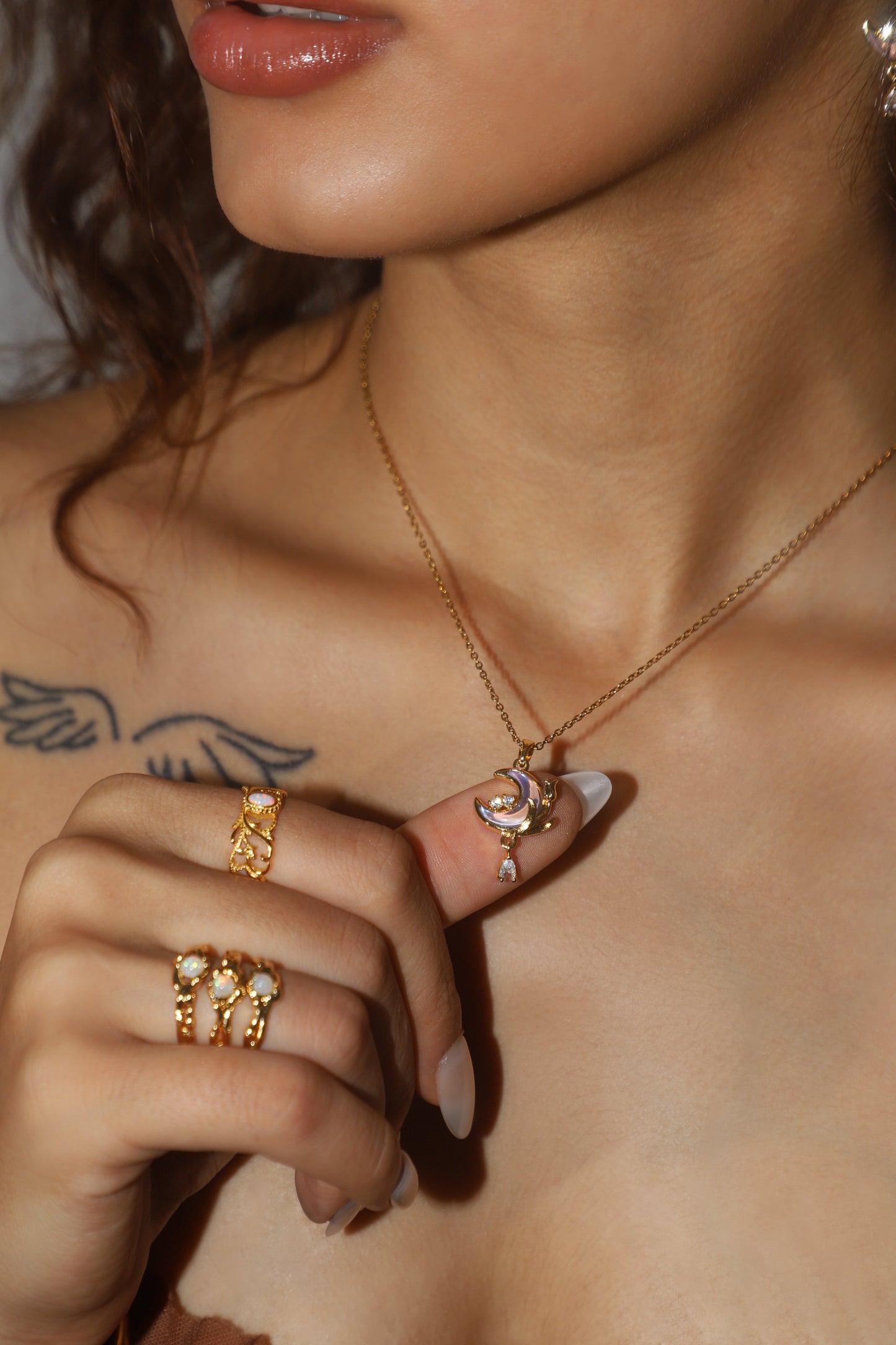 24K Gold Vermeil White Opal Crown Ring