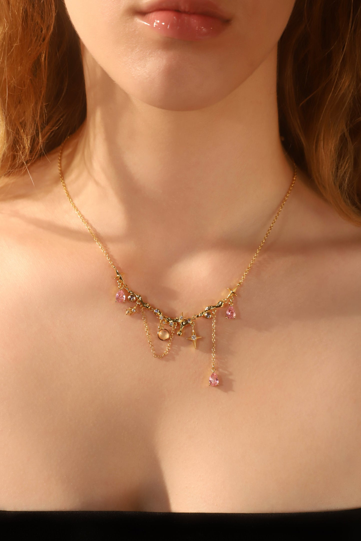 18K Real Gold Plated Color Gypsophila Necklace