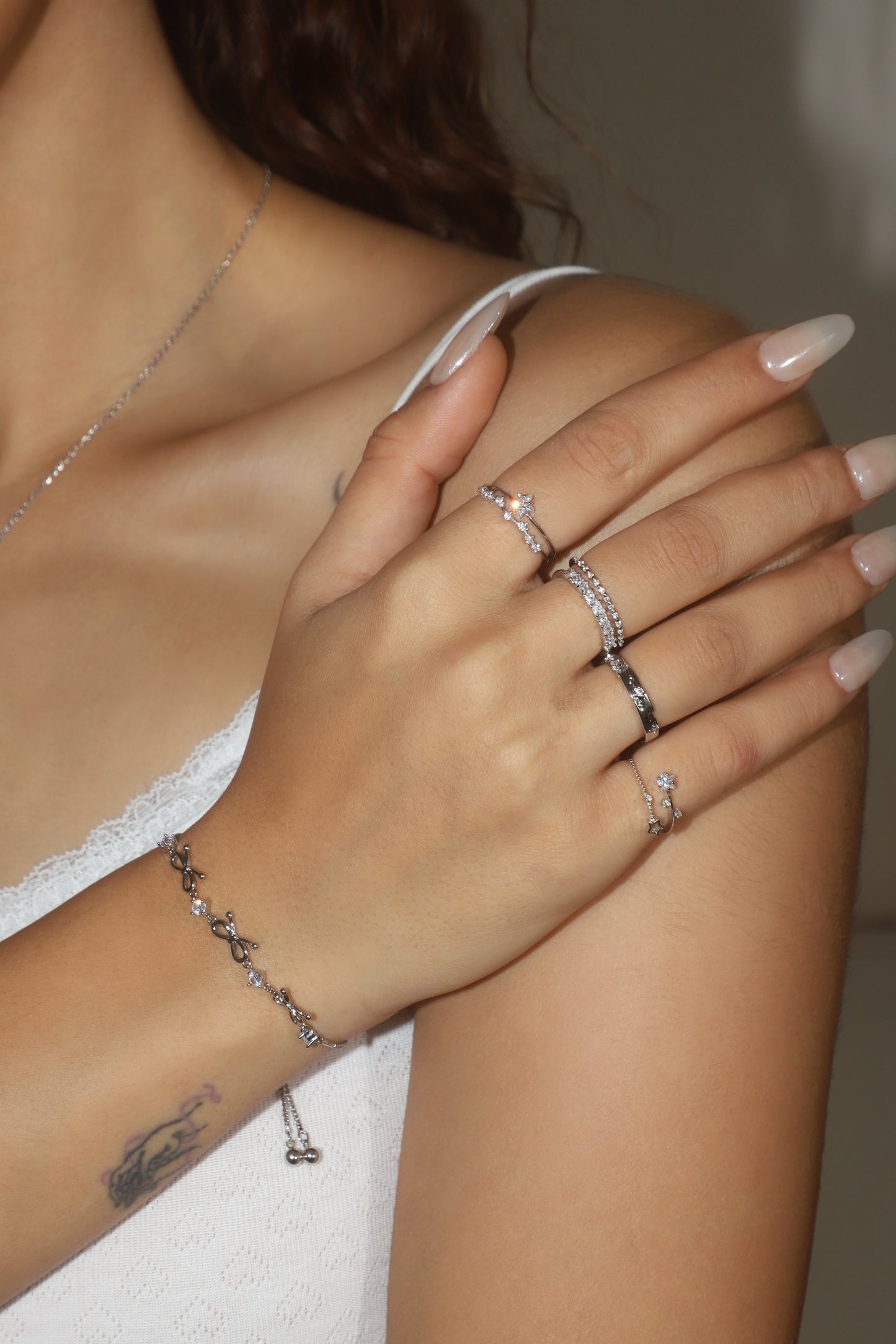 Platinum Plated Multi Diamond Bowknot Bracelet