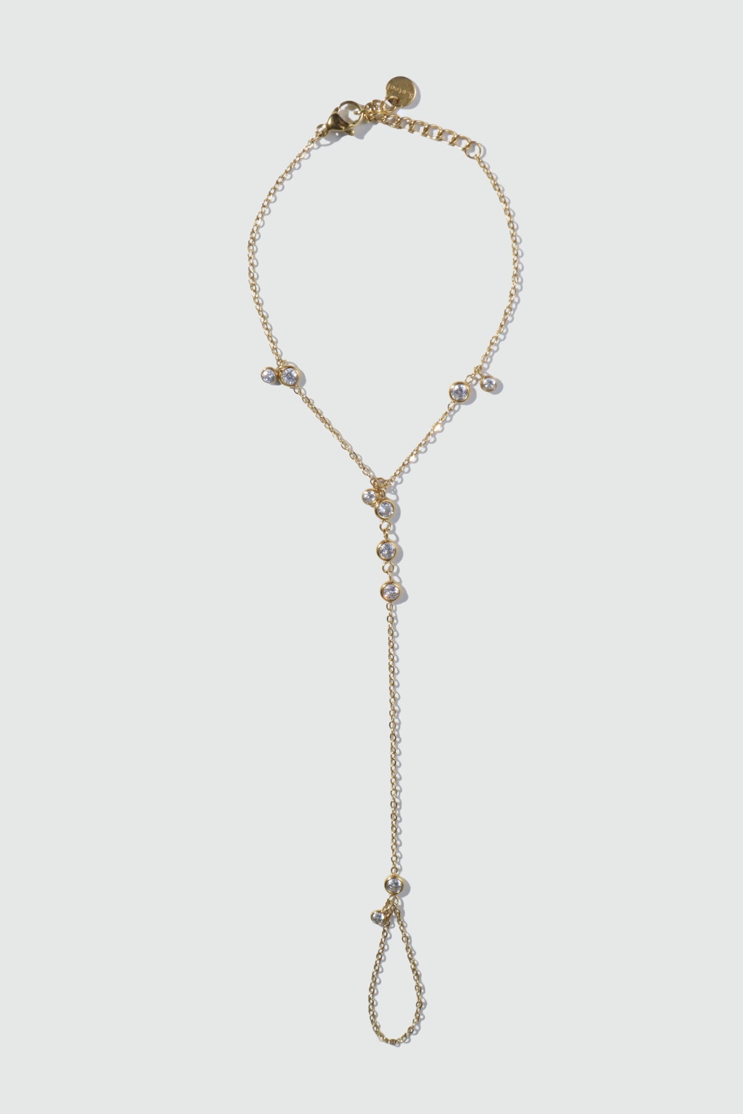 18K Gold Stainless Steel Diamond Hand Chain Bracelet