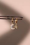 18K Gold Vermeil Moon Star Blue Opal Earrings