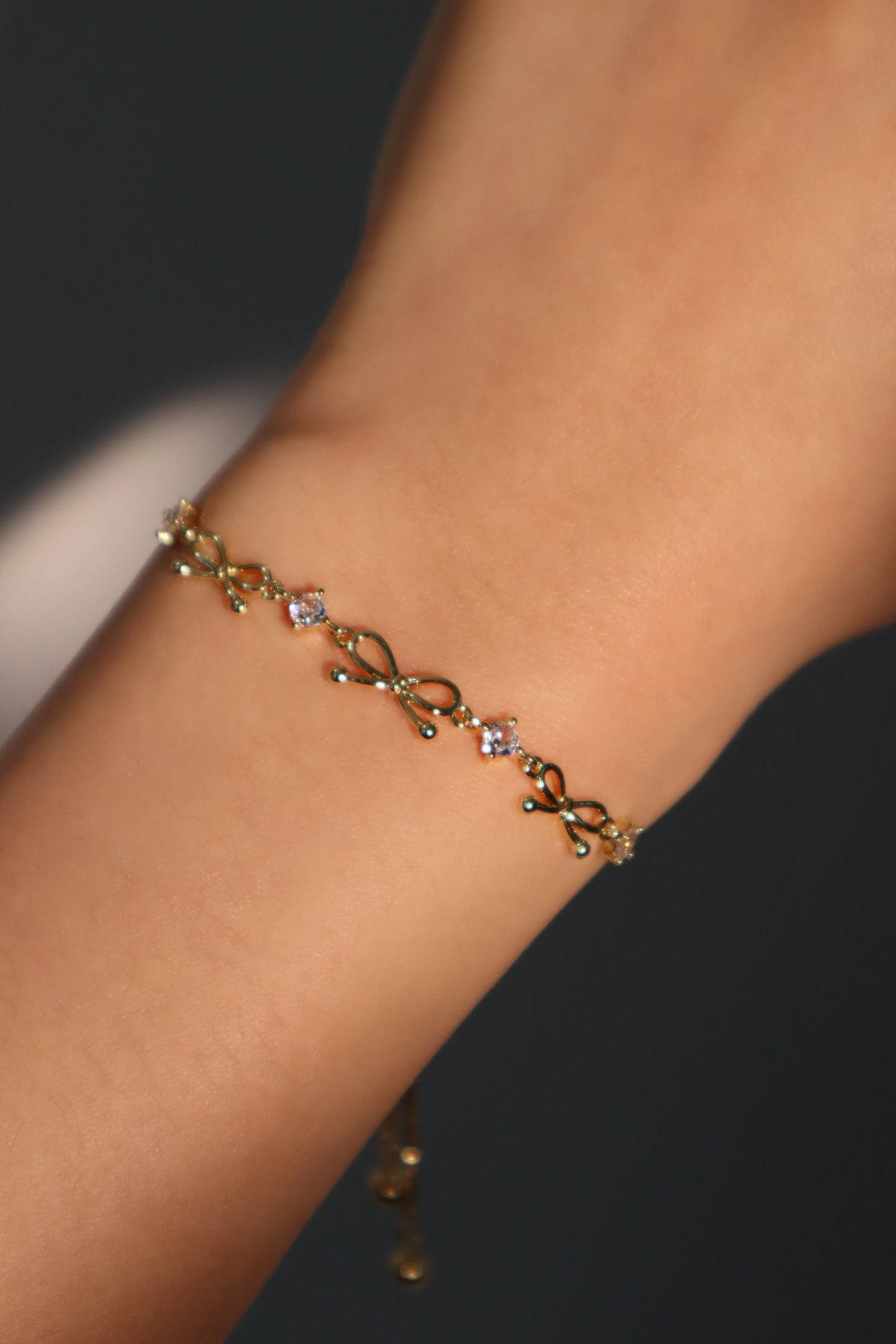 18K Real Gold Plated Multi Diamond Bowknot Bracelet