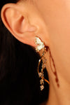 18K Real Gold Plated Butterfly Pearls Dangle Earrings