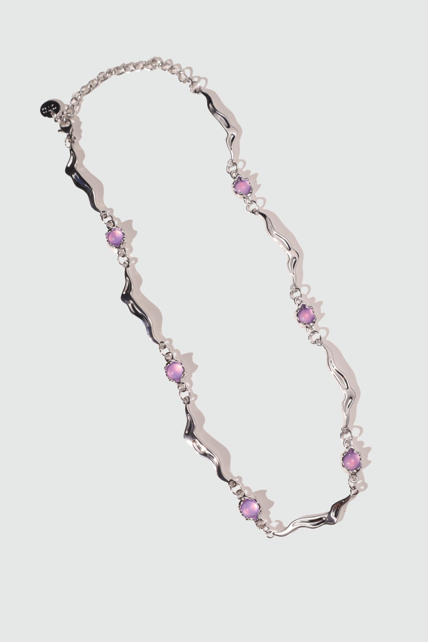 Platinum Plated Purple Opal Wave Necklace