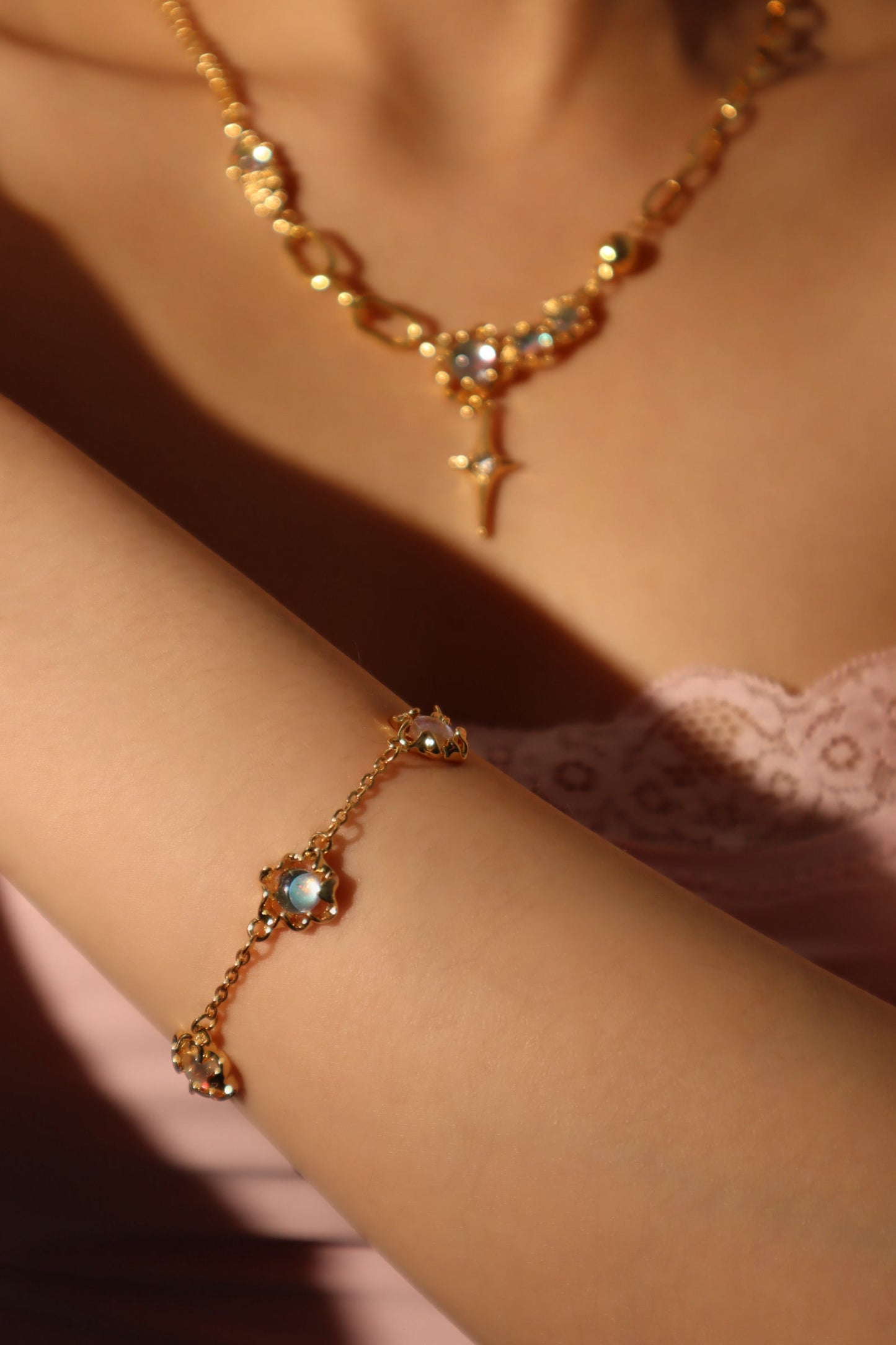 18K Real Gold Plated Multi Opal Bracelet