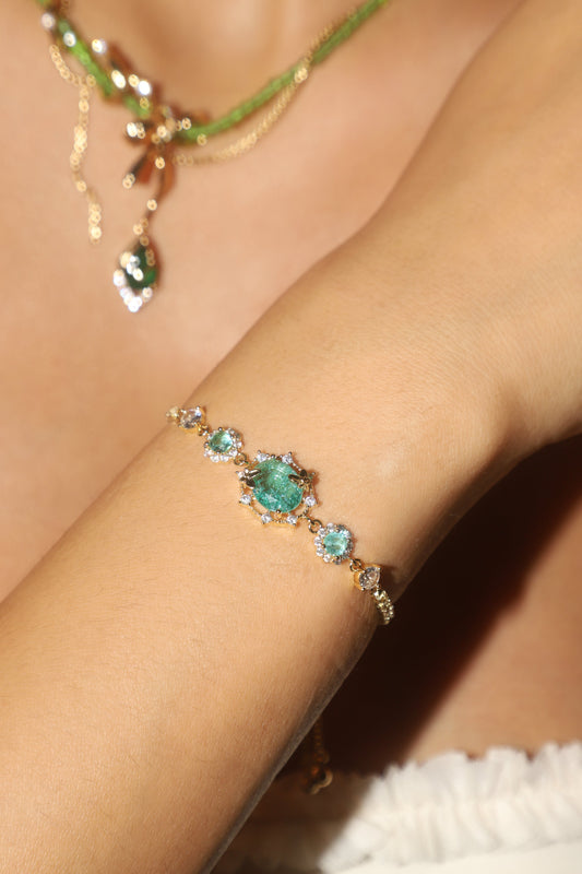 14K Real Gold Plated Lake Blue Butterfly Bracelet