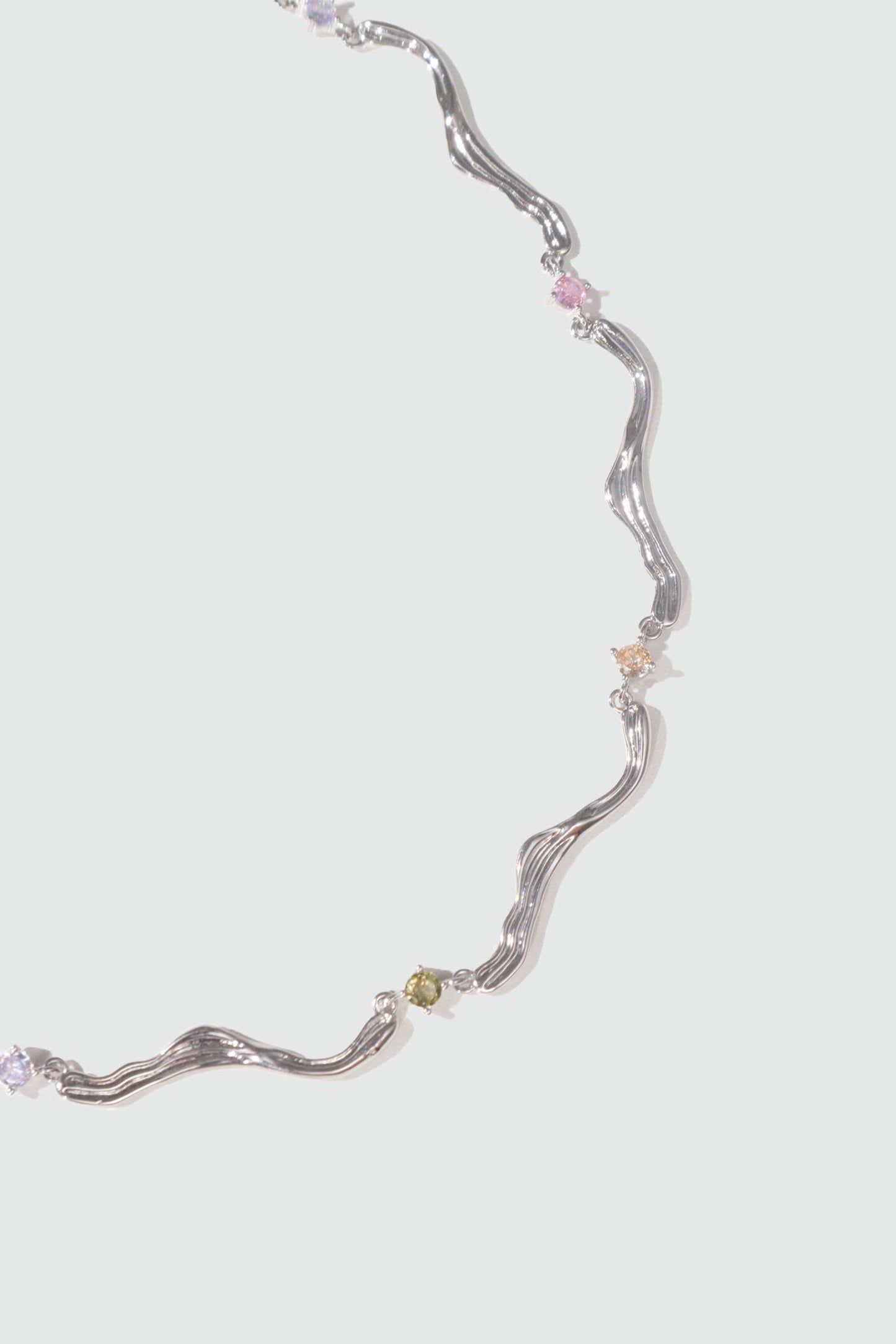 Platinum Plated Heart Waves Layer Necklace