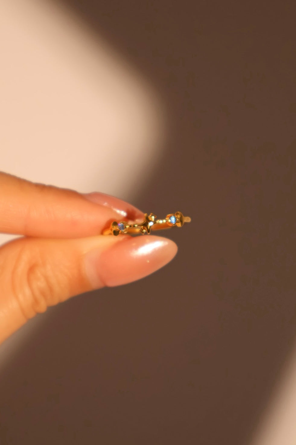 20K Real Gold Plated Blue Saturn Ring