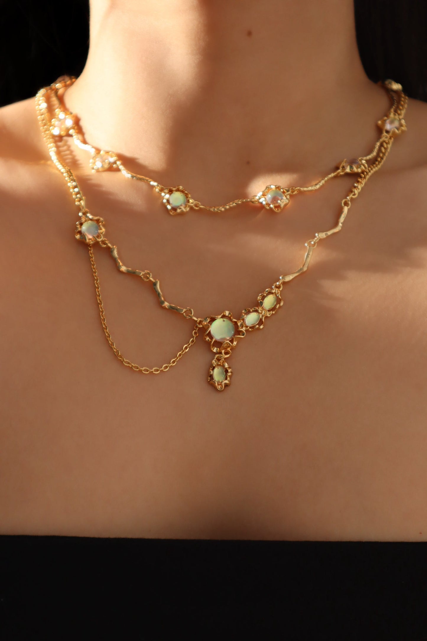 18K Real Gold Plated Multi Opal Necklace
