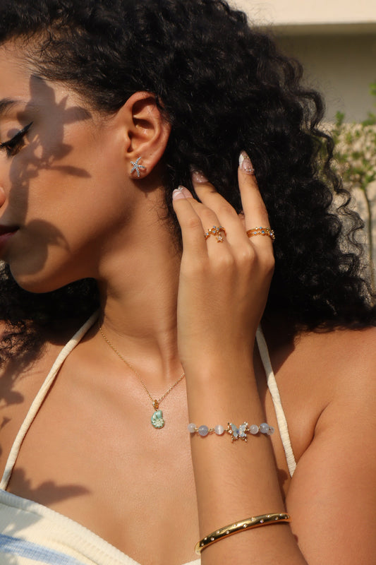 Blue Gem Starfish Earrings