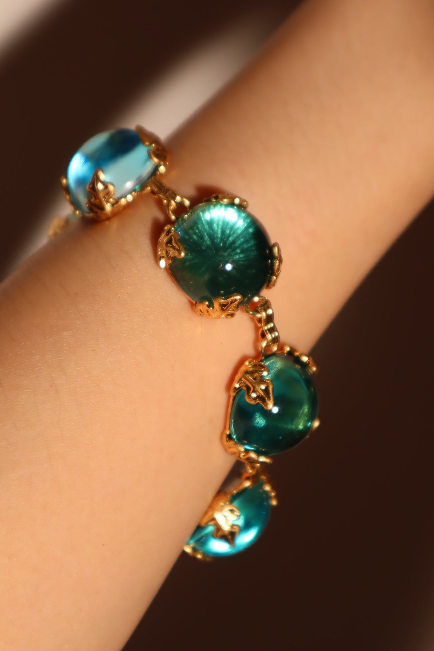 Real Gold Plated Blue Crystals Bracelet