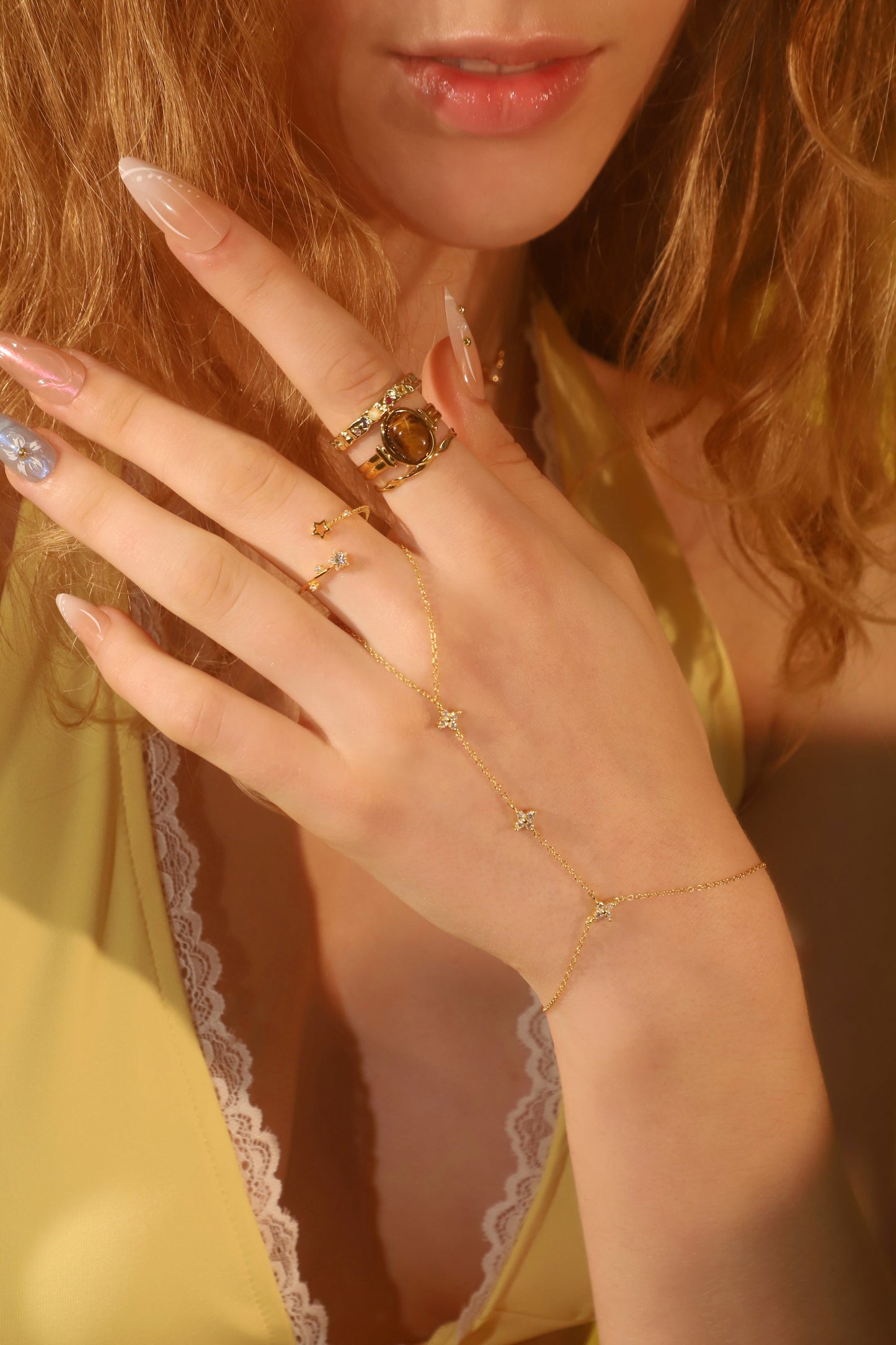 18K Gold Vermeil Color Gems Ring