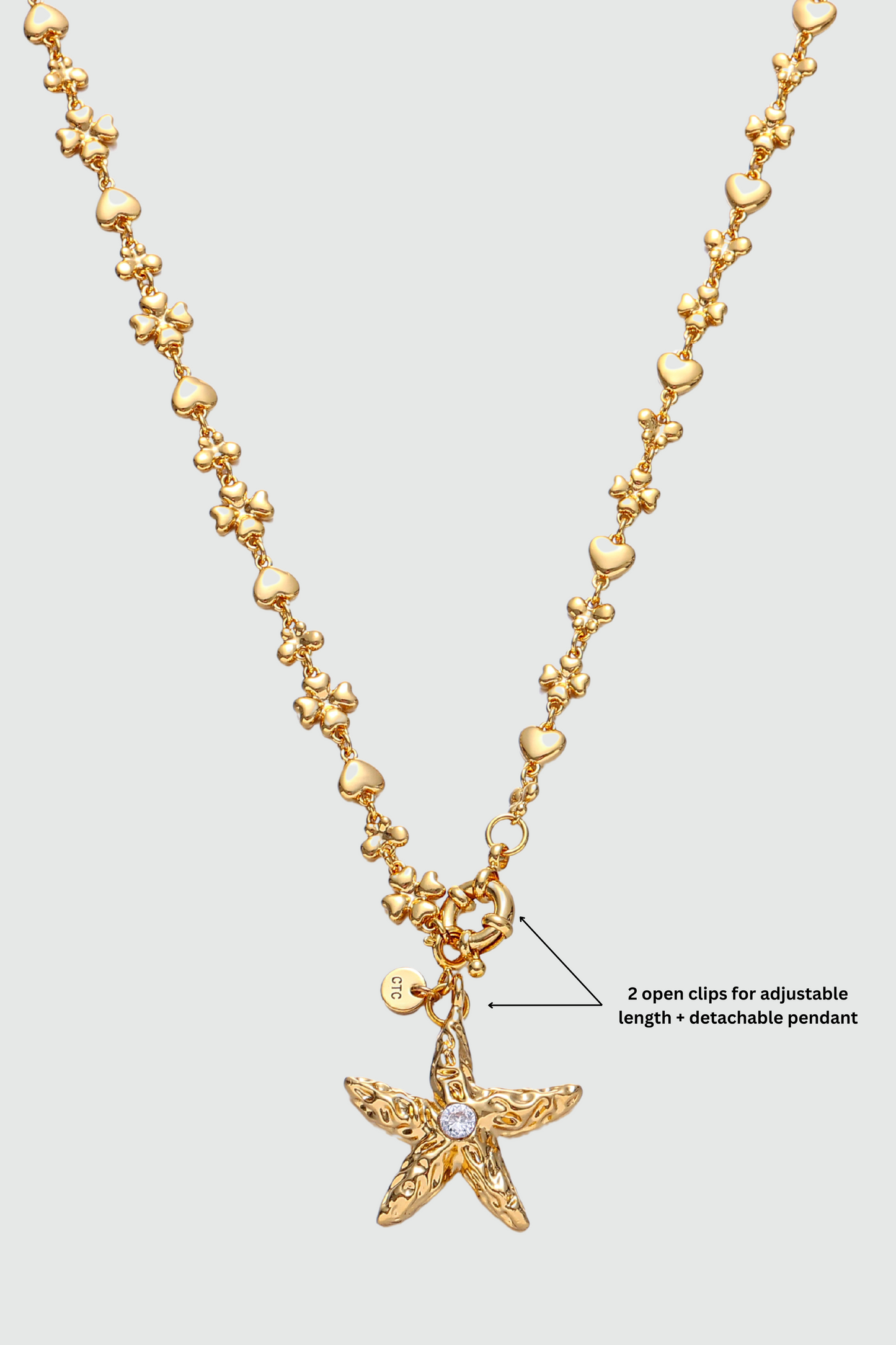 18K Real Gold Plated Diamond Starfish Necklace