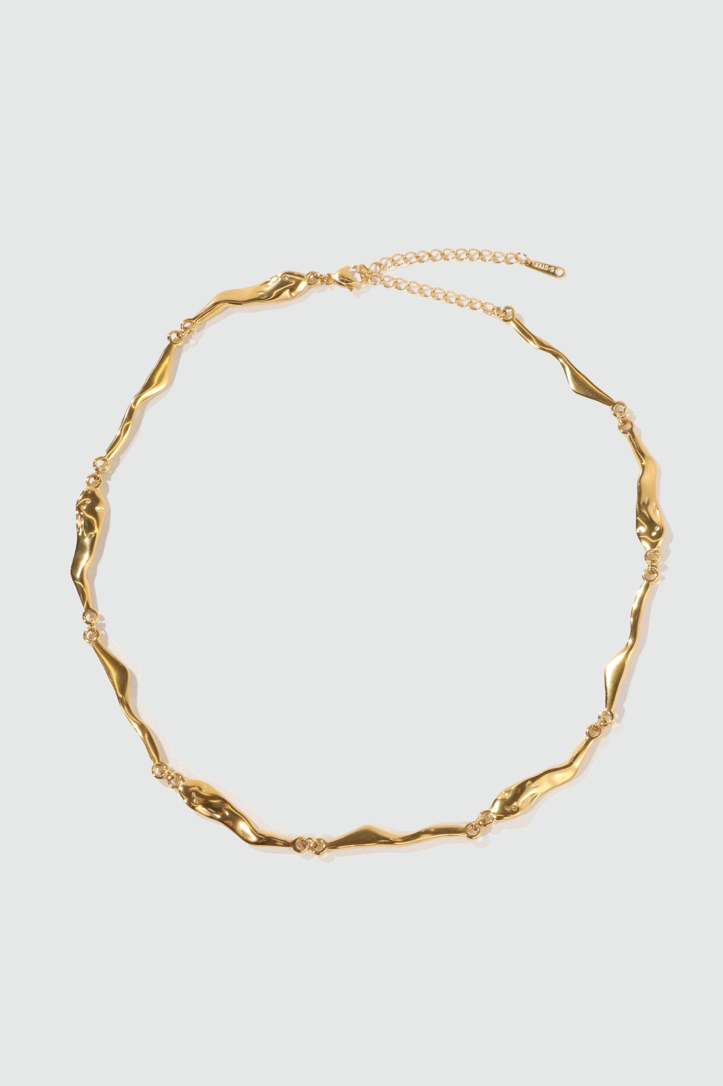 18K Gold Stainless Steel Wave Textured Necklace