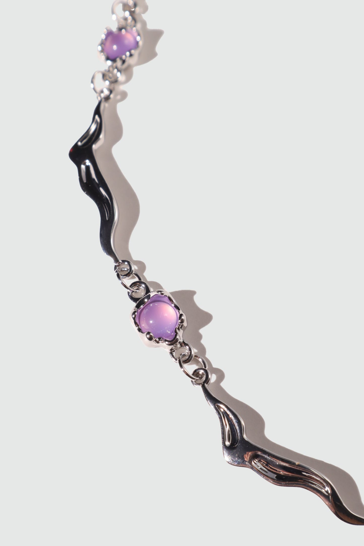 Platinum Plated Purple Opal Wave Necklace