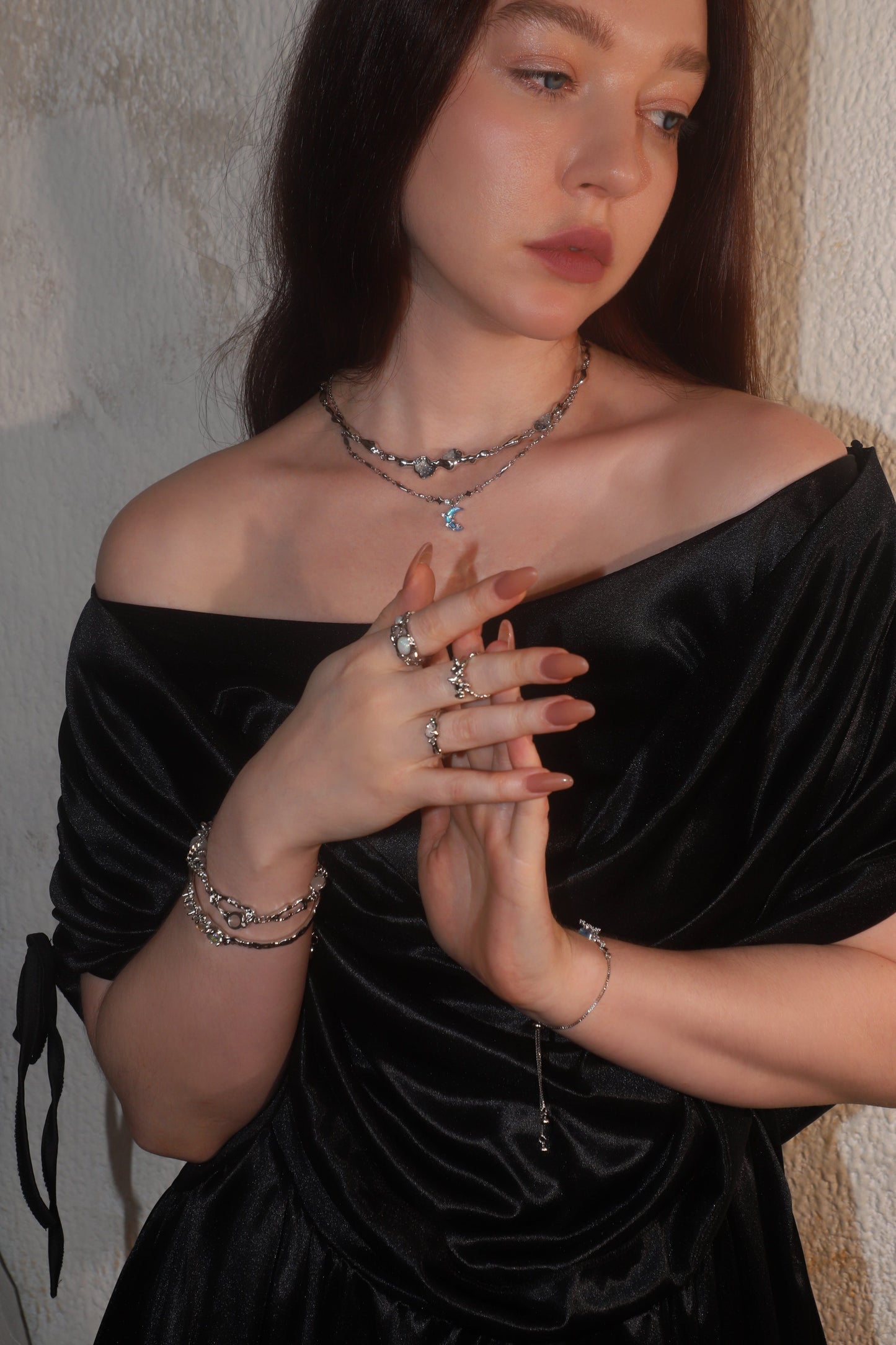 Platinum Plated Blue Crystal Necklace