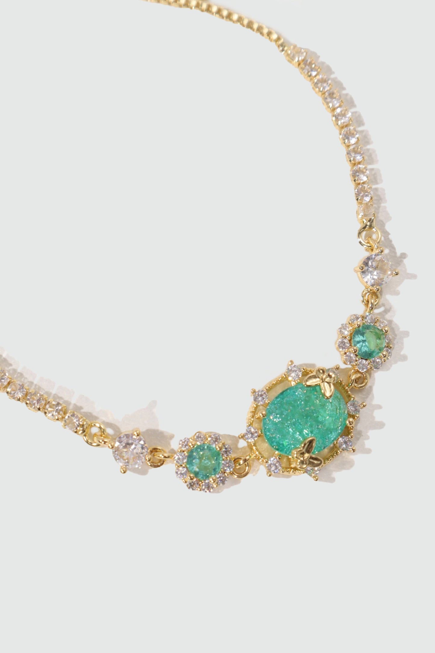 14K Real Gold Plated Lake Blue Butterfly Bracelet