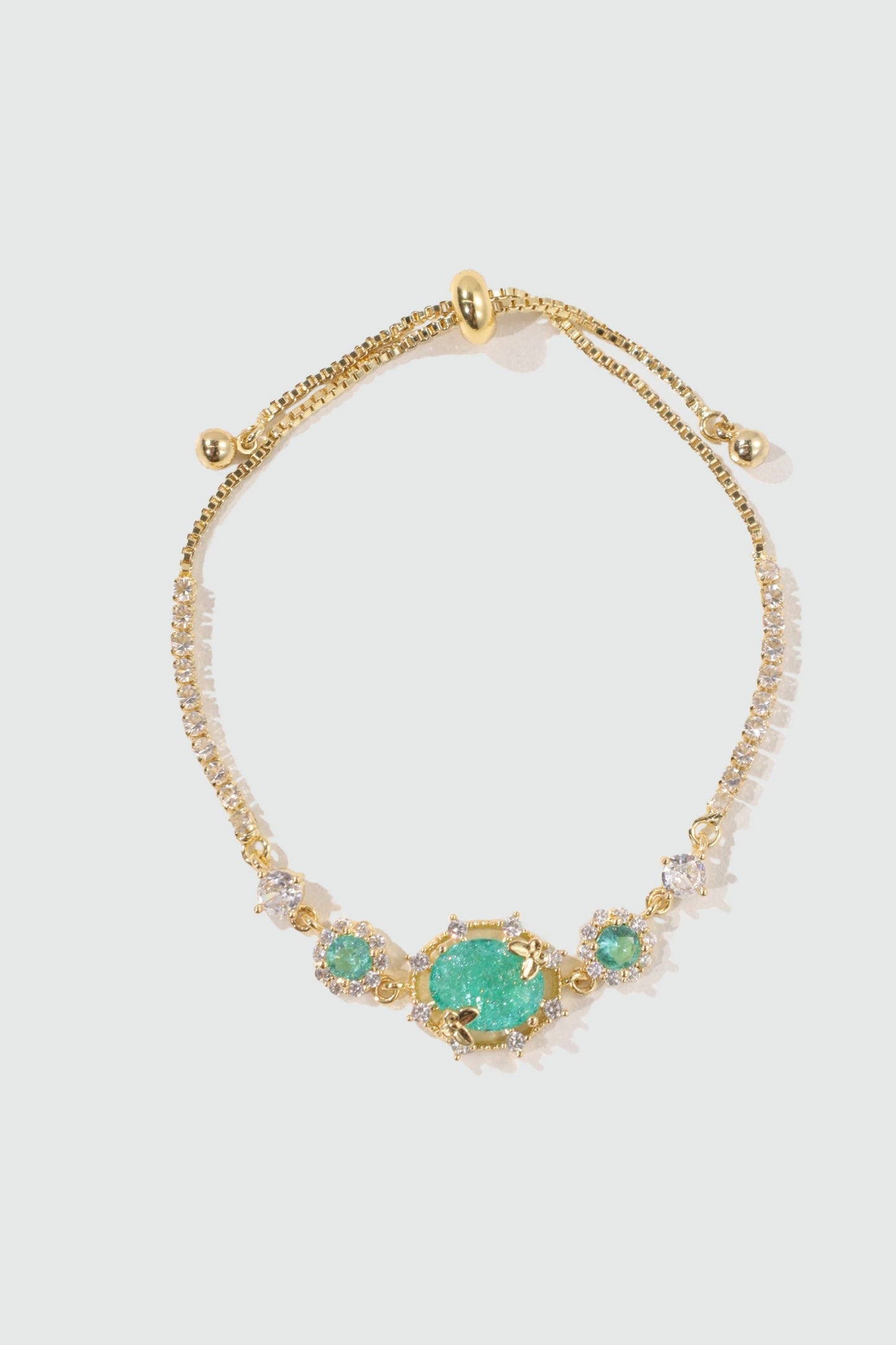 14K Real Gold Plated Lake Blue Butterfly Bracelet