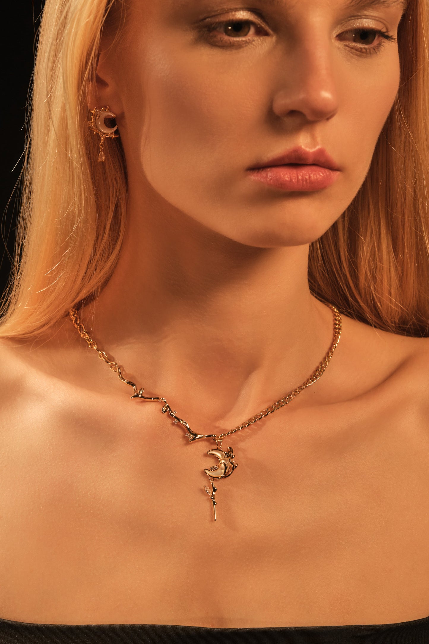 14K Real Gold Plated Natural Shell Moon Earrings