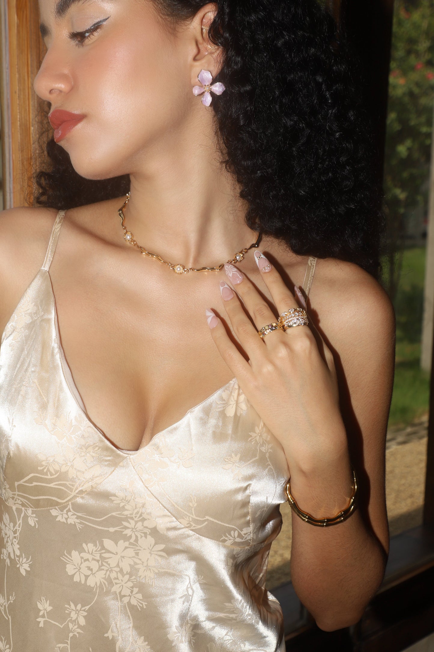 18K Real Gold Plated Multi Pearls Wave Necklace