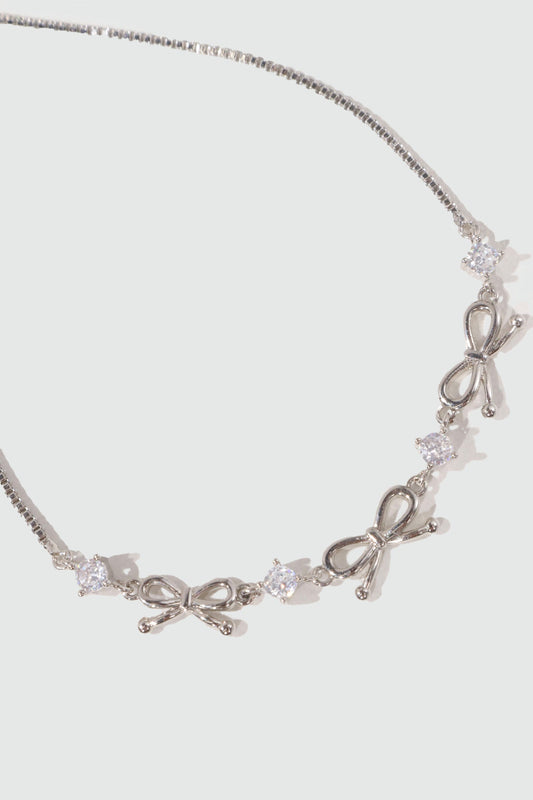 Platinum Plated Multi Diamond Bowknot Bracelet