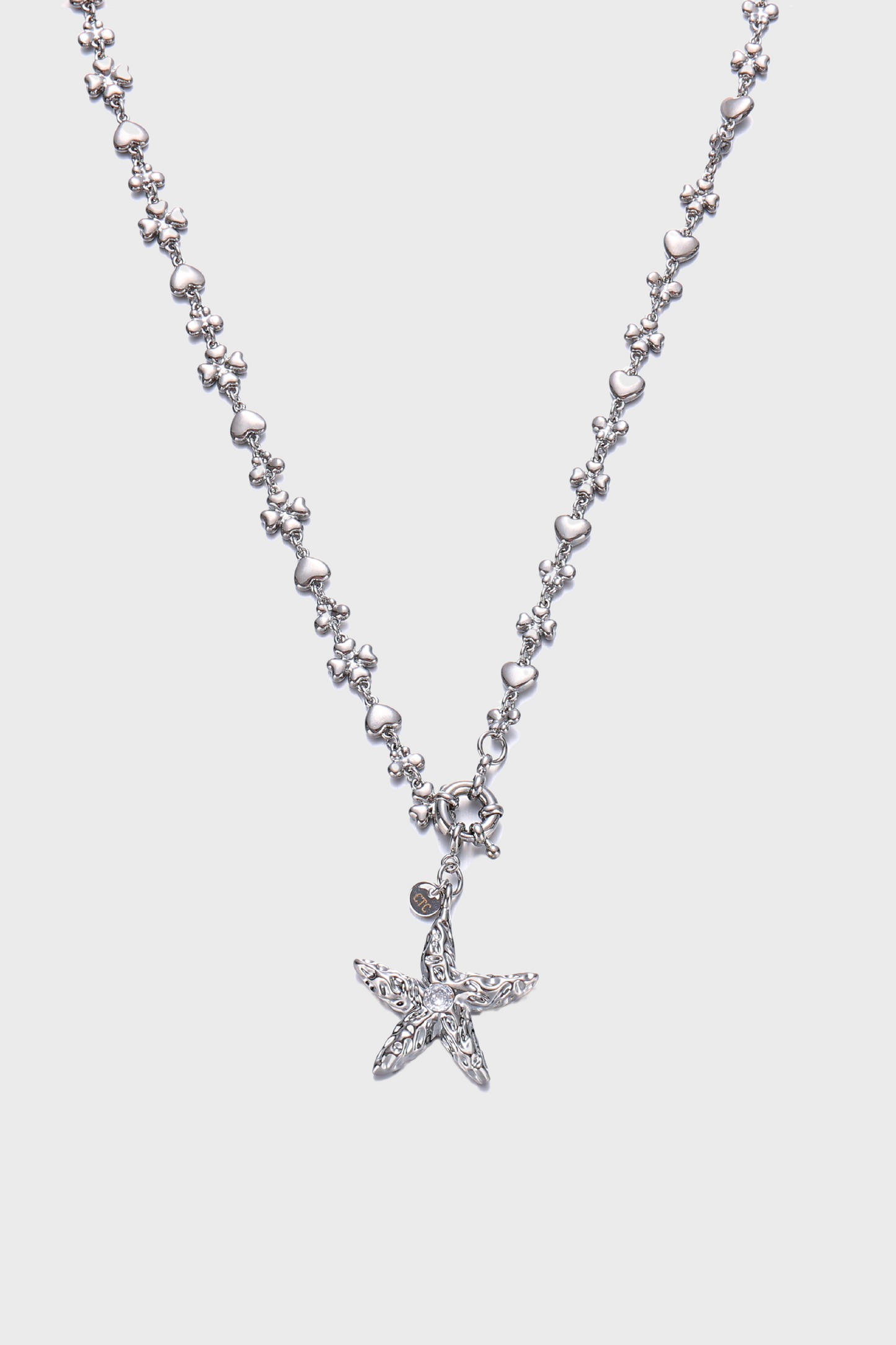 Platinum Plated Diamond Starfish Necklace