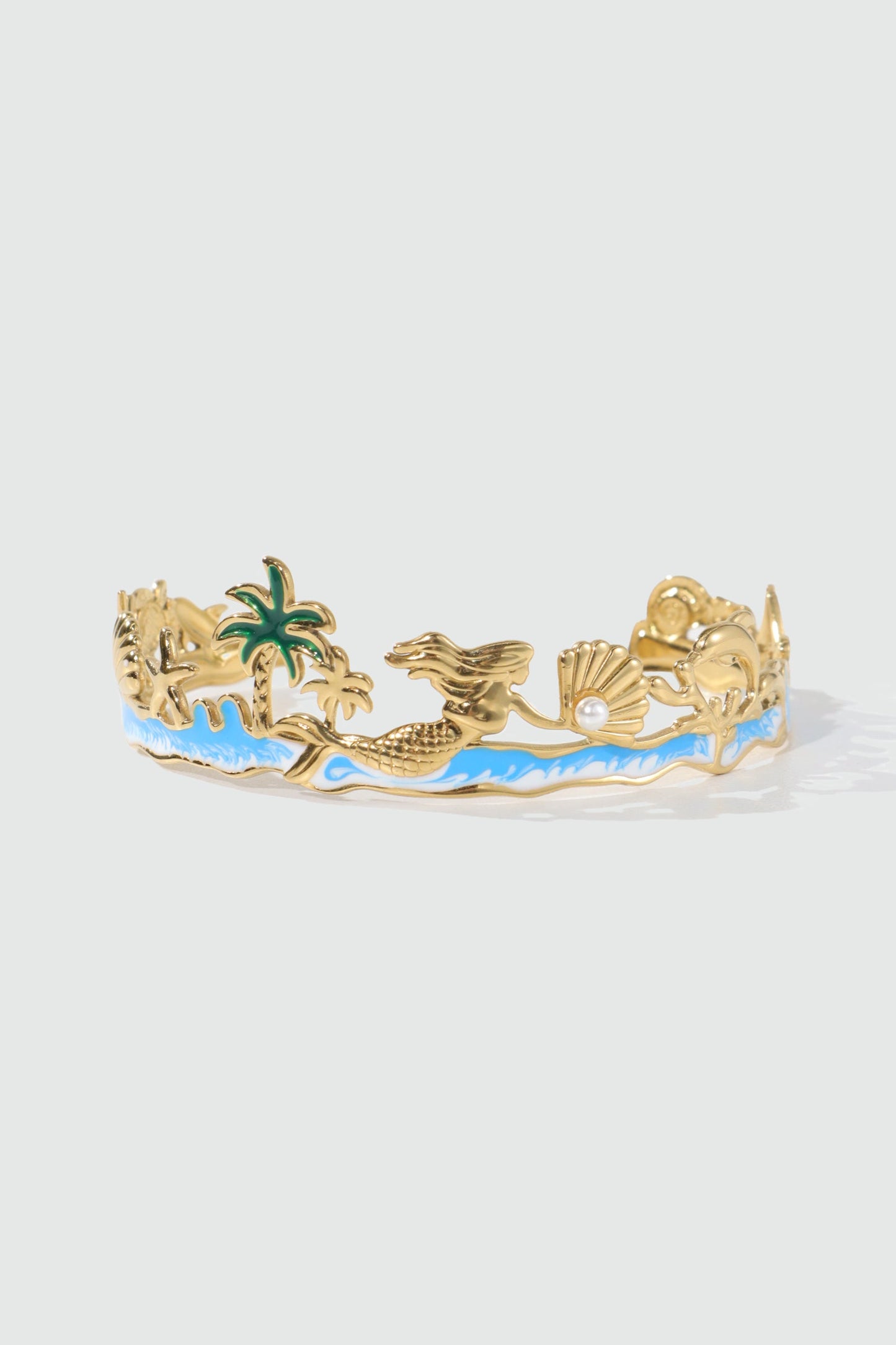 18K Gold Stainless Steel Coconut Tree Ocean Bracelet
