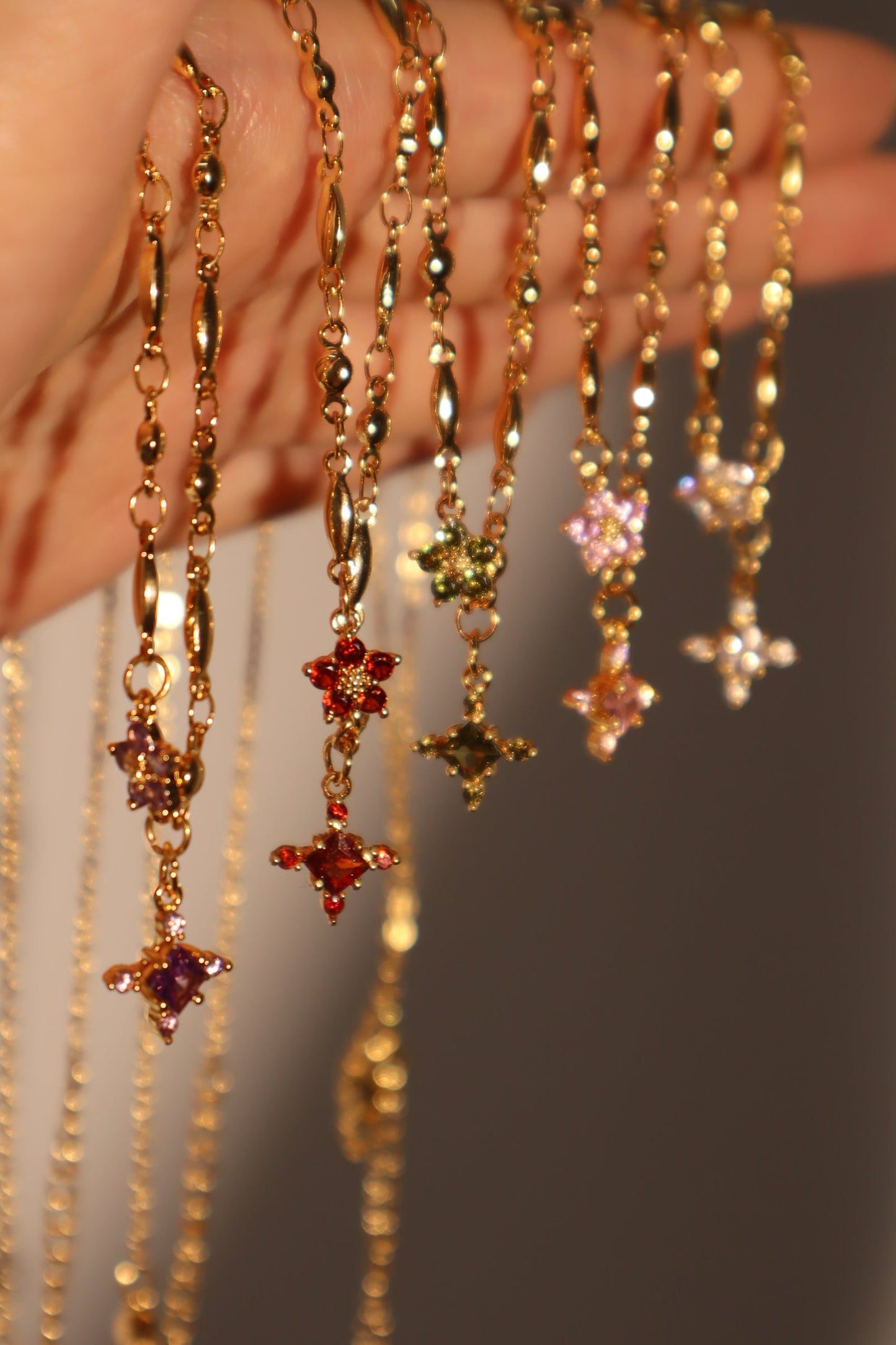 18K Real Gold Plated Purple Diamond Cross Necklace