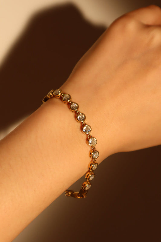 18K Gold Stainless Steel Multi Diamond Bracelet