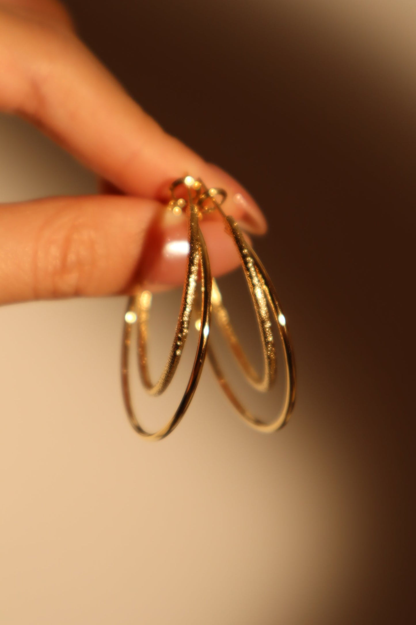 14K Real Gold Plated Double Layer Hoop Earrings