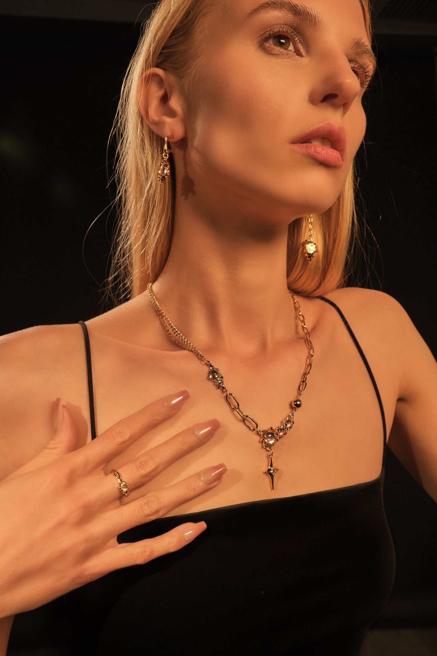 18K Real Gold Plated Opal Star Necklace