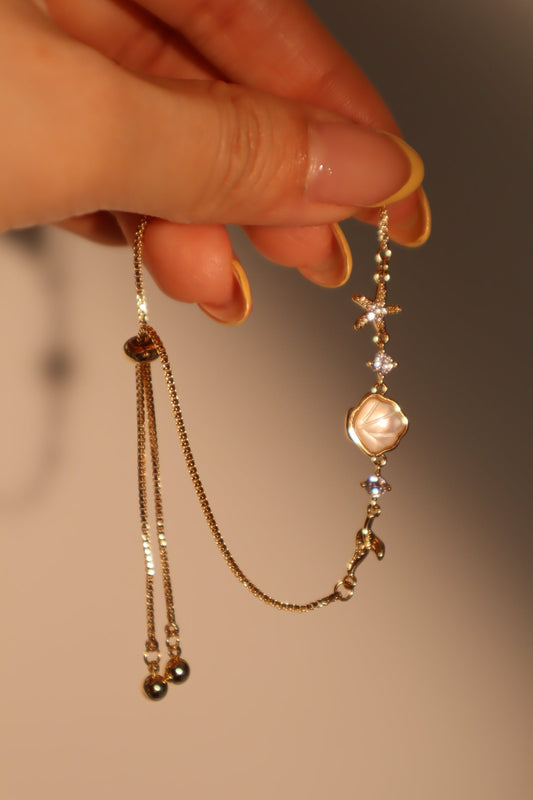 14K Real Gold Plated Sea Shell Starfish Bracelet