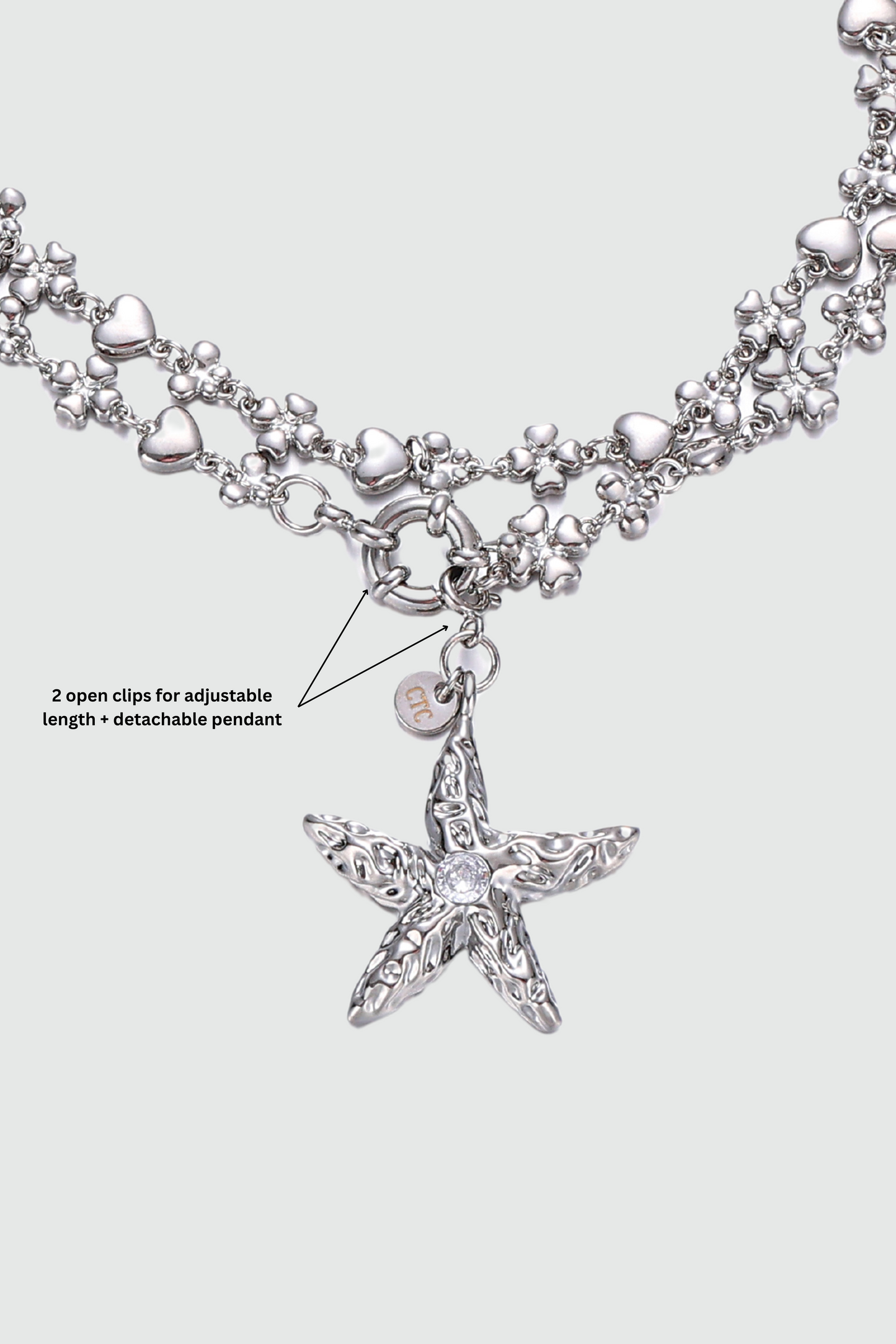 Platinum Plated Diamond Starfish Necklace