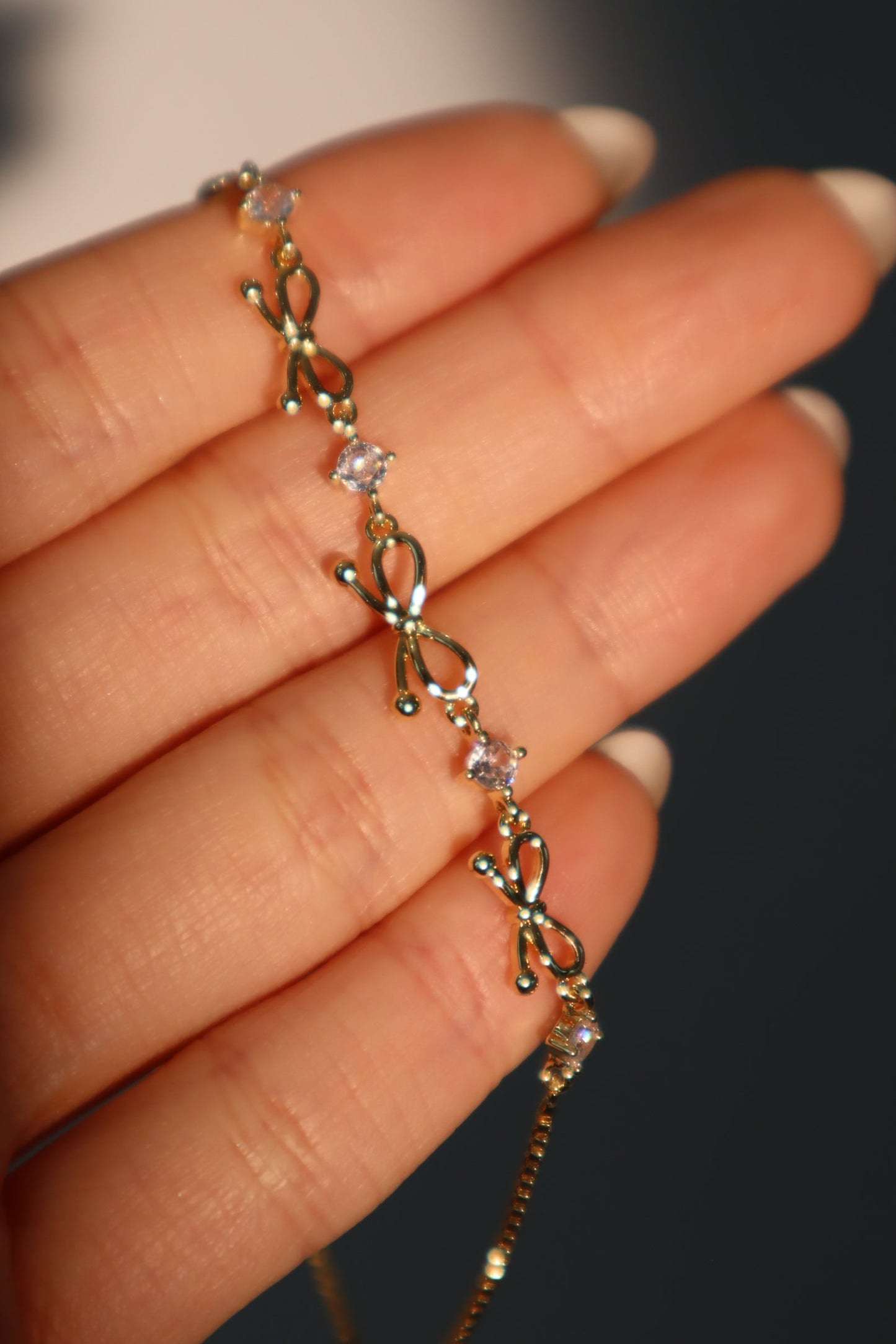 18K Real Gold Plated Multi Diamond Bowknot Bracelet