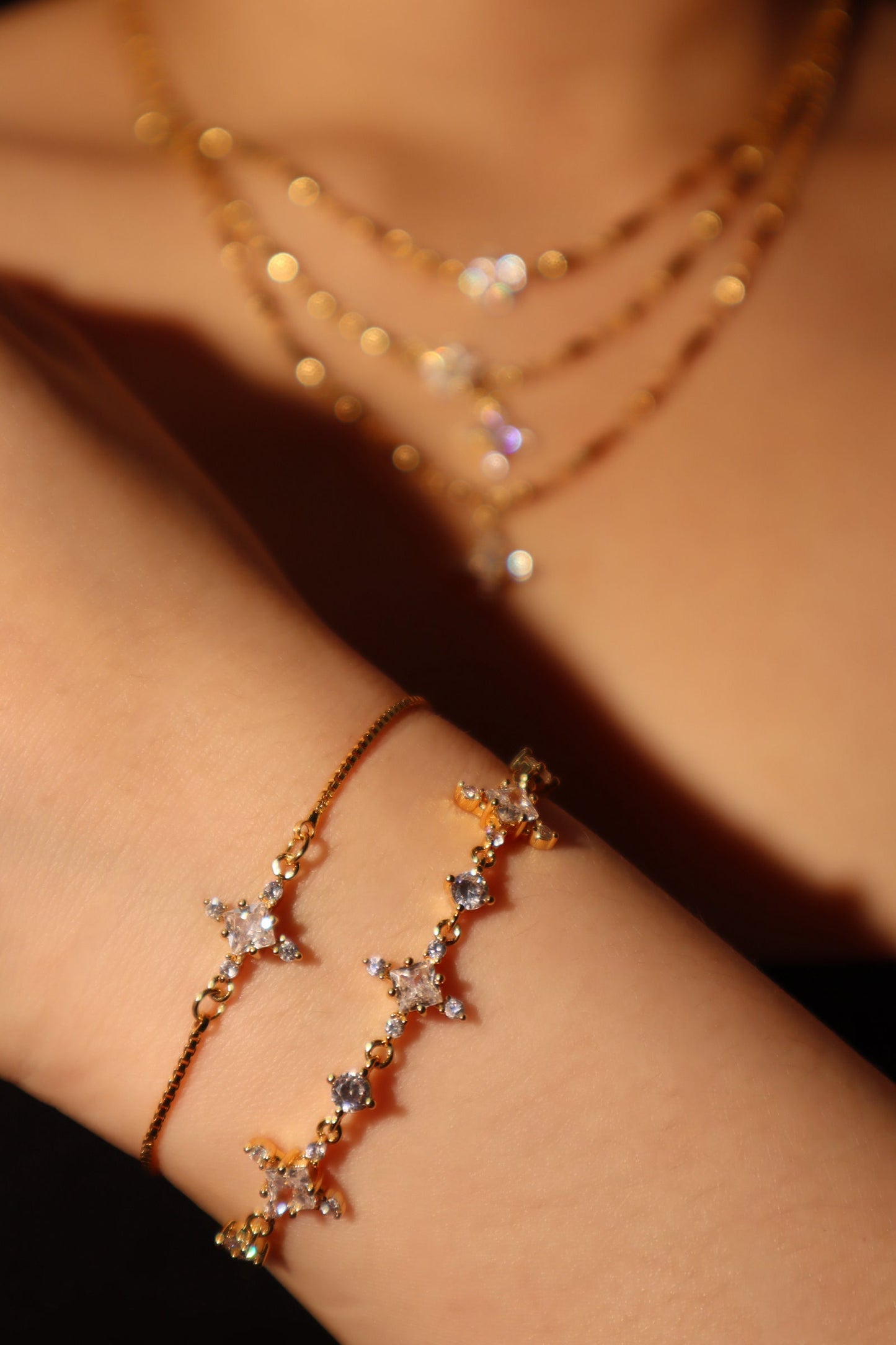 18K Real Gold Plated 3 in 1 Diamond Cross Bracelet