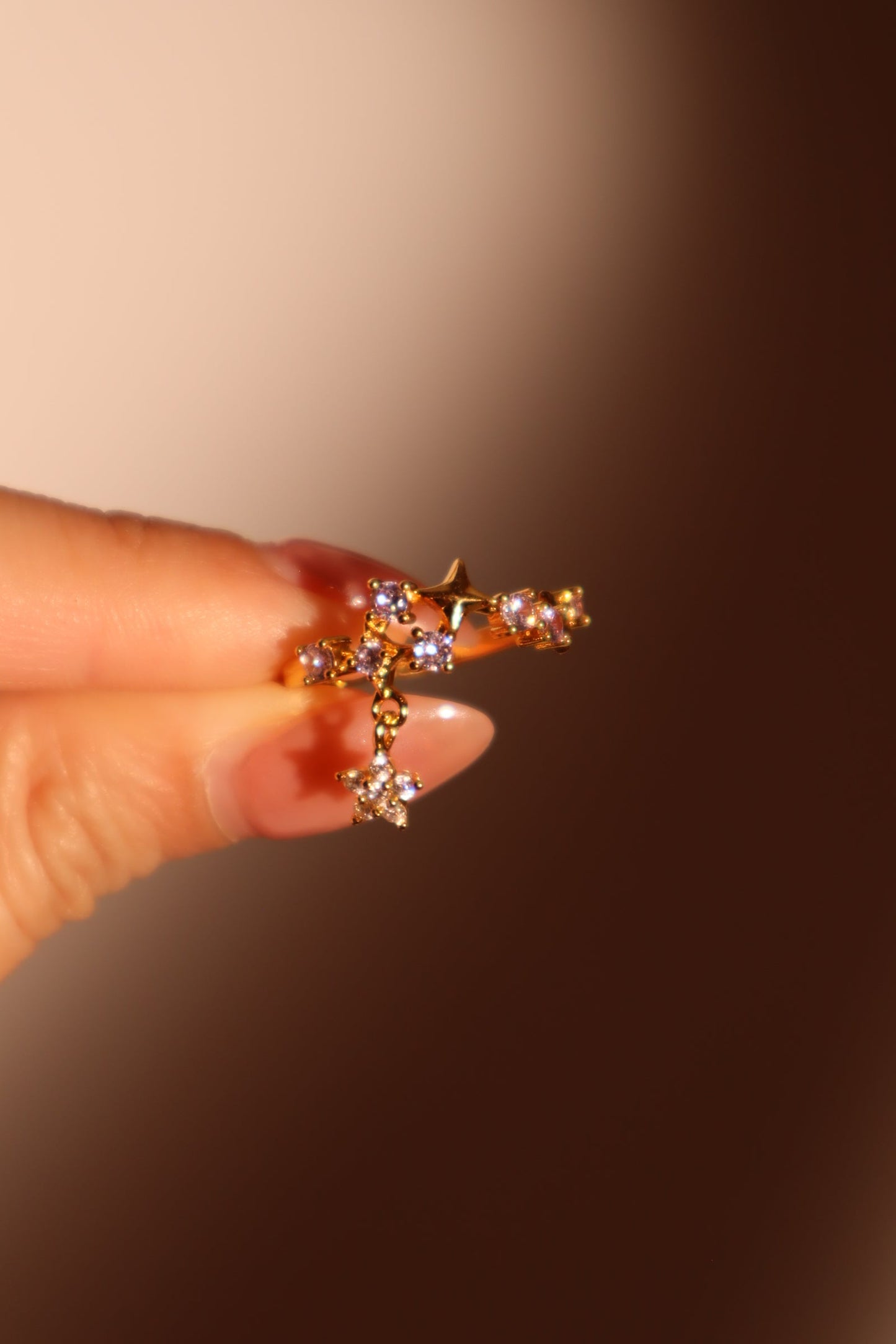 18K Real Gold Plated Purple Gem Meteor Ring