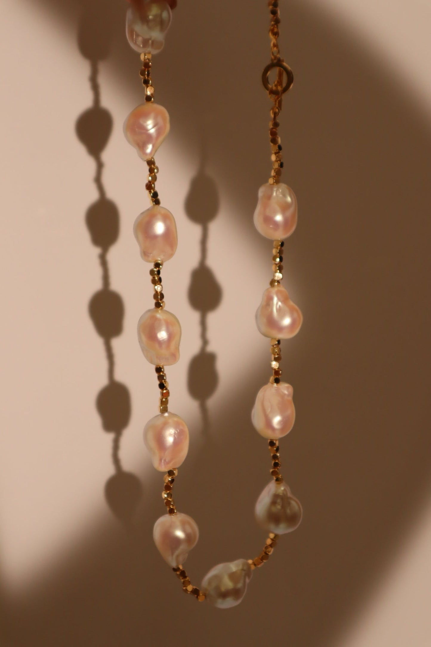 18K Real Gold Plated Multi Baroque Pearls Necklace