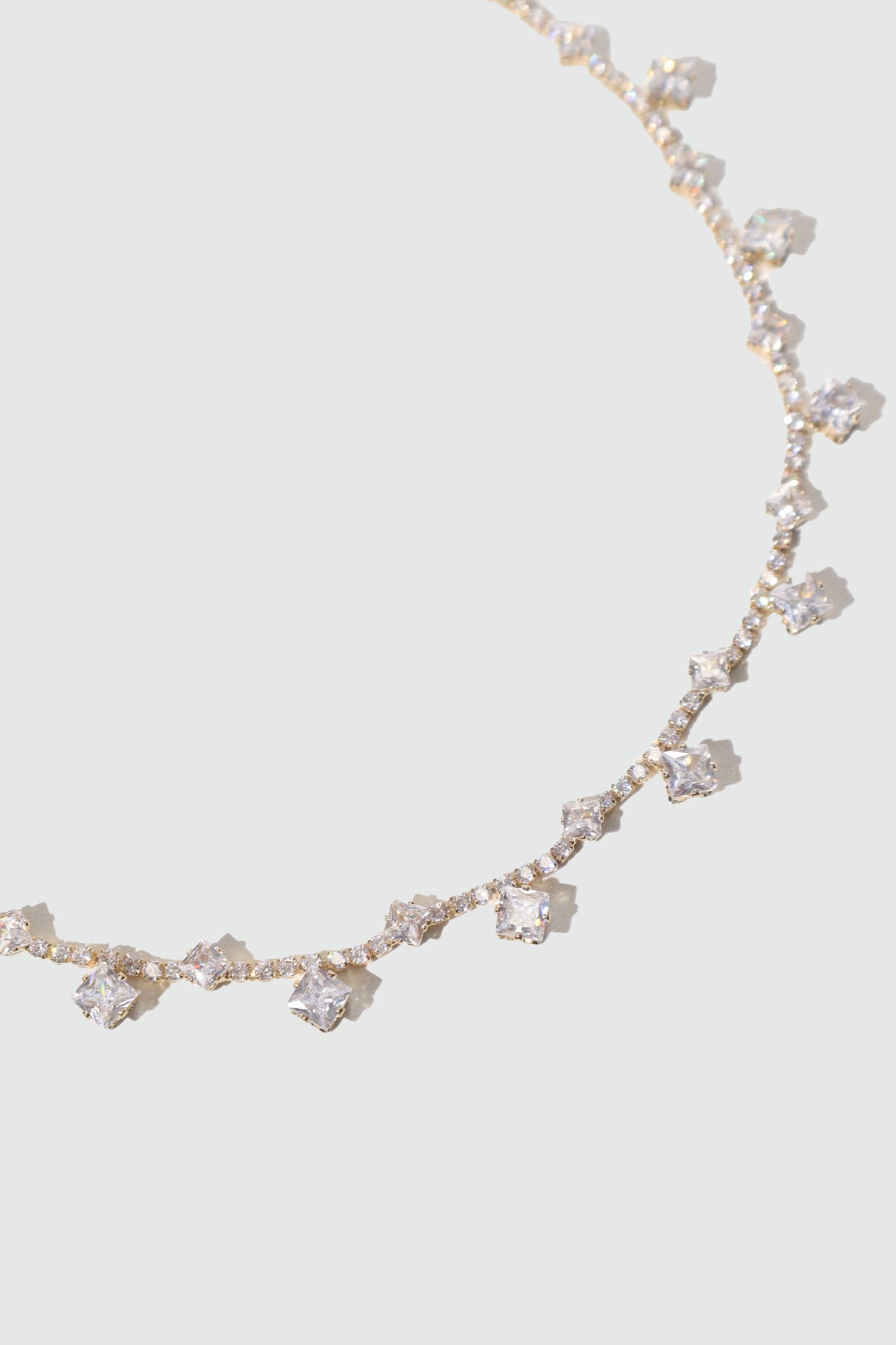 14K Real Gold Plated Multi Diamond Necklace