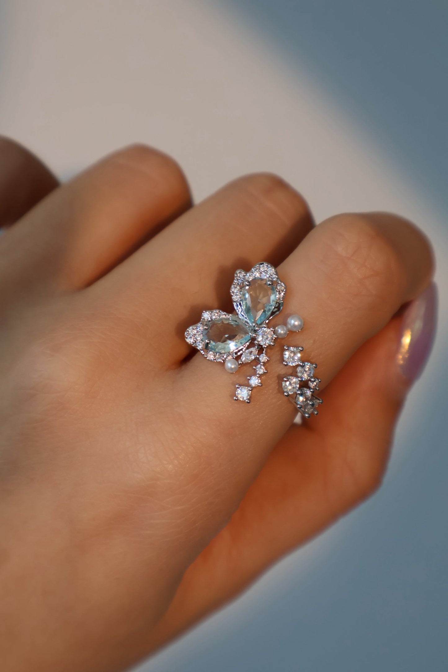Blue Gem Butterfly Ring