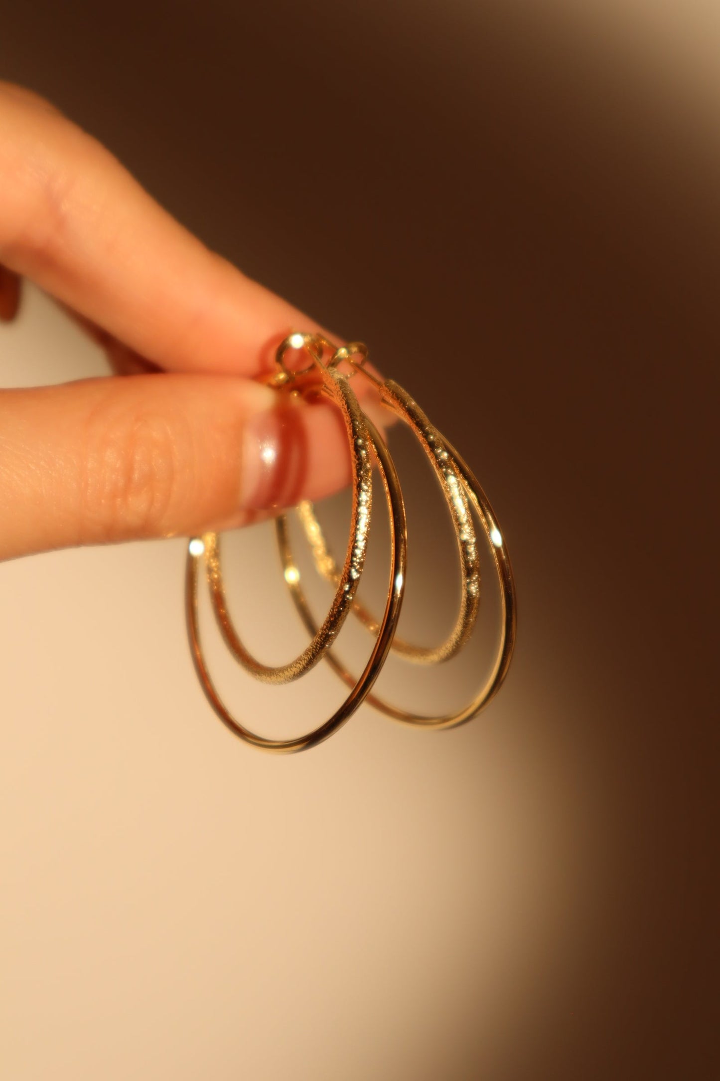 14K Real Gold Plated Double Layer Hoop Earrings