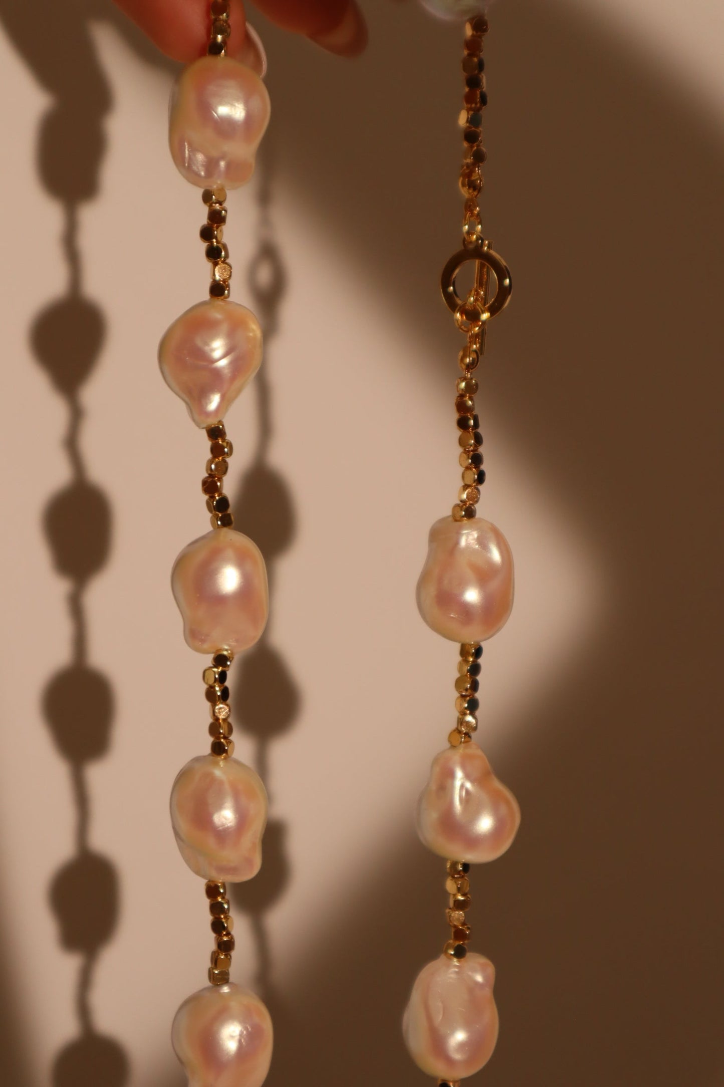 18K Real Gold Plated Multi Baroque Pearls Necklace