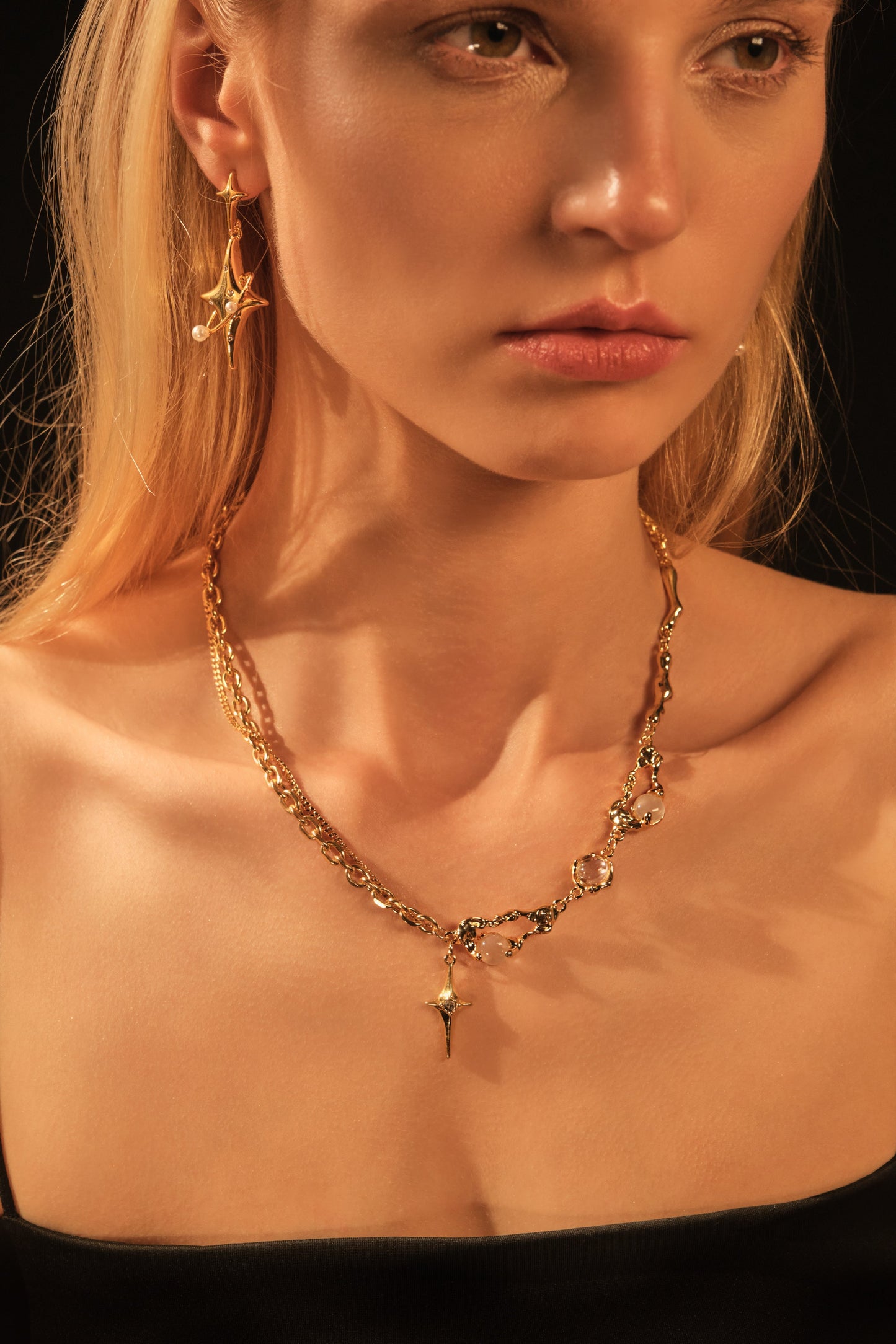 18K Real Gold Plated Saturn Star Earrings