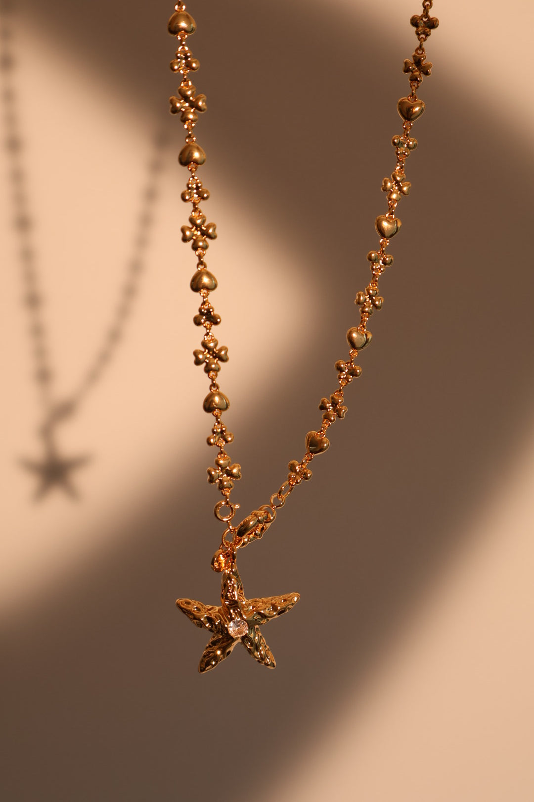 18K Real Gold Plated Diamond Starfish Necklace