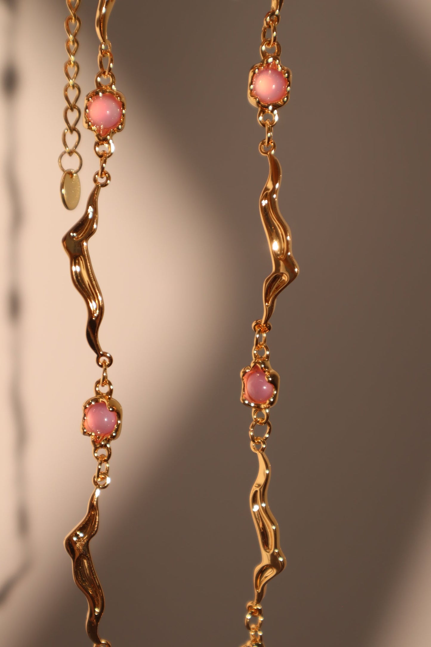 18K Real Gold Plated Multi Purple Opal Wave Necklace