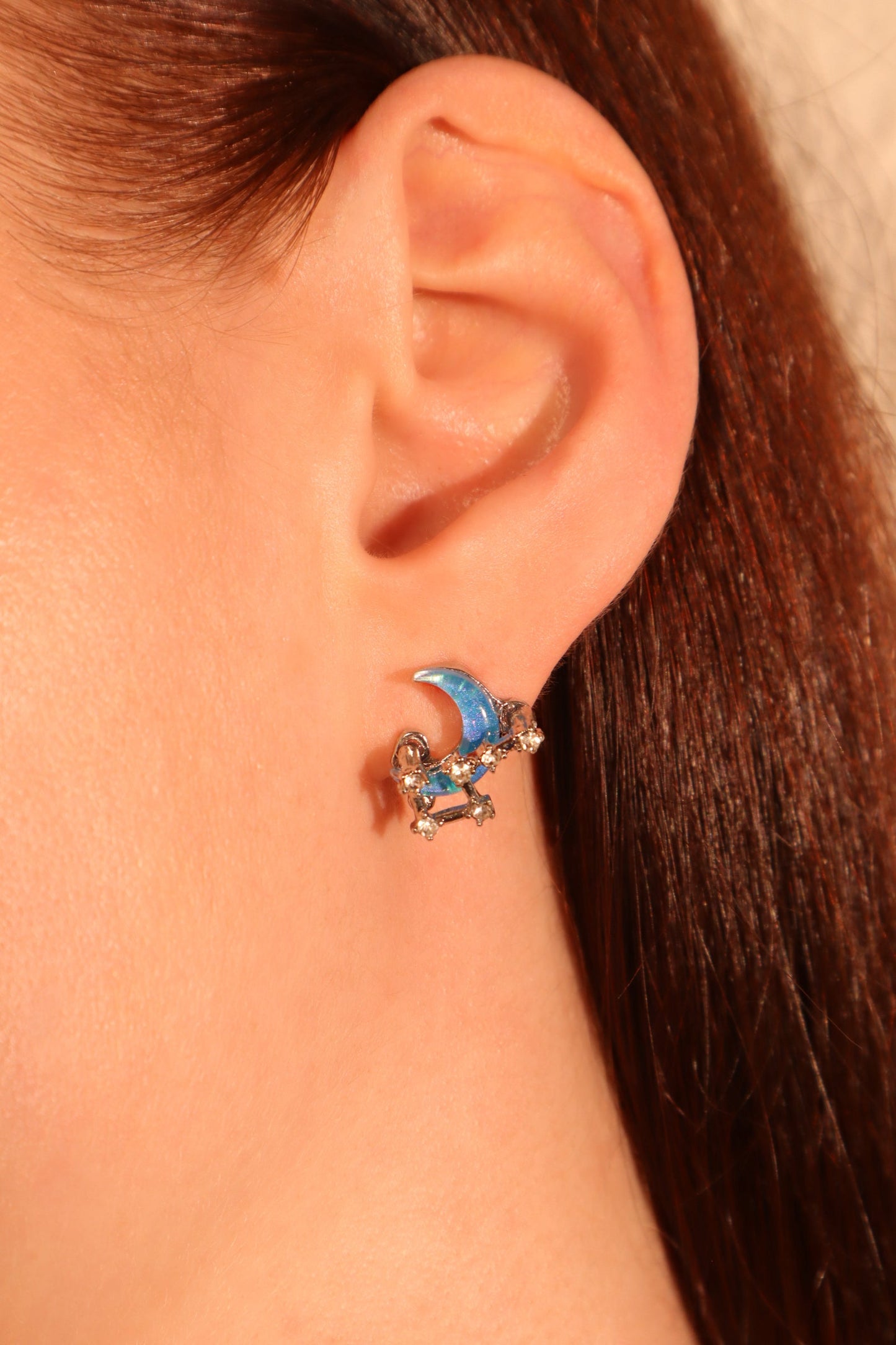 Moonstone Moon Star Earrings