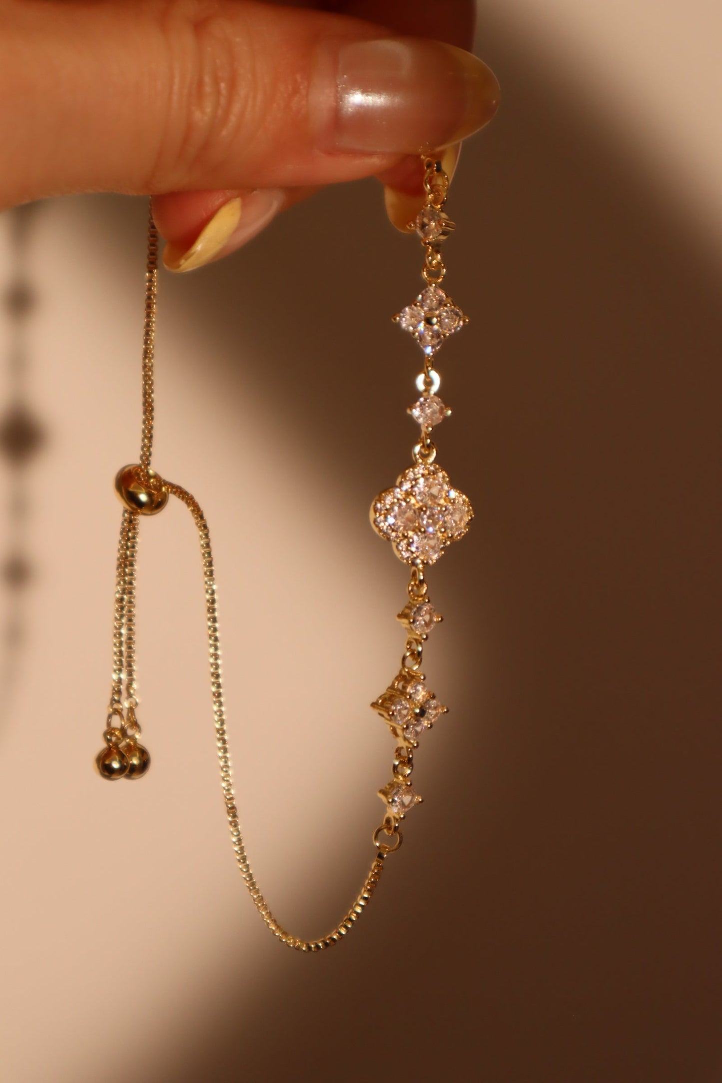 14K Real Gold Plated Diamonds Lucky Leaf Bracelet