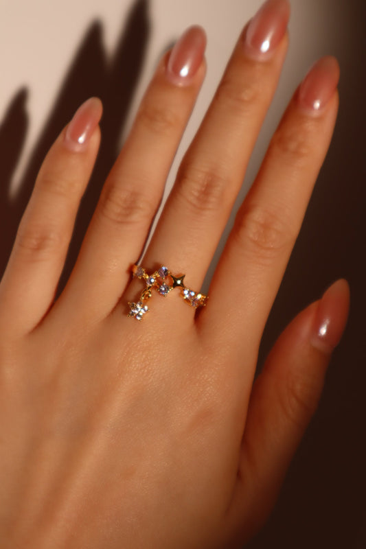 18K Real Gold Plated Purple Gem Meteor Ring